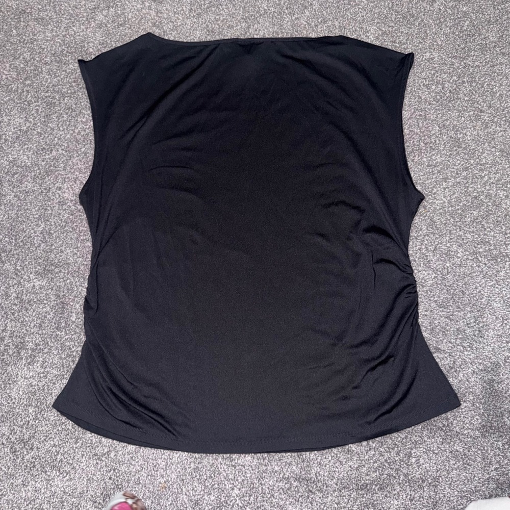 H&M Women's Black Sleeveless Boatneck Blouse w/ Ruched Side Seams Size XL - Picture 6 of 9